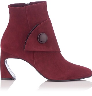 Sculpted Heel Ankle Boots Ligia Suede Burgundy