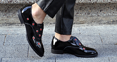 Black Patent Leather Slip-On Shoes