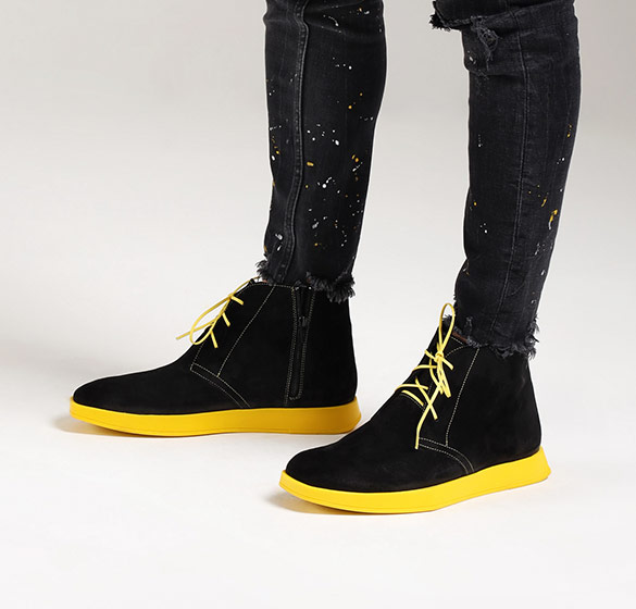 Men's square toe flat ankle boots